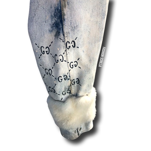 Gucci Trouble Andrew Gucci Ghost Runway Collaboration Logo Denim Mink Fur Jacket - Picture 16 of 17